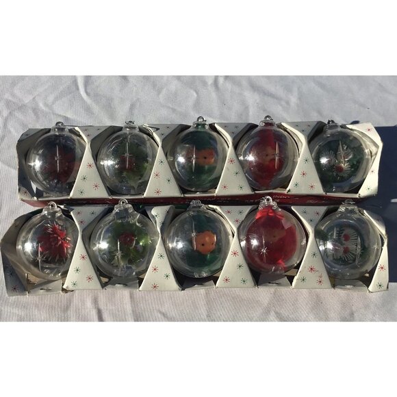 Vtg Jewel Brite Plastic Diorama Christmas Ornaments Pixie Elves 60s Lot 10 Decor - Picture 8 of 16